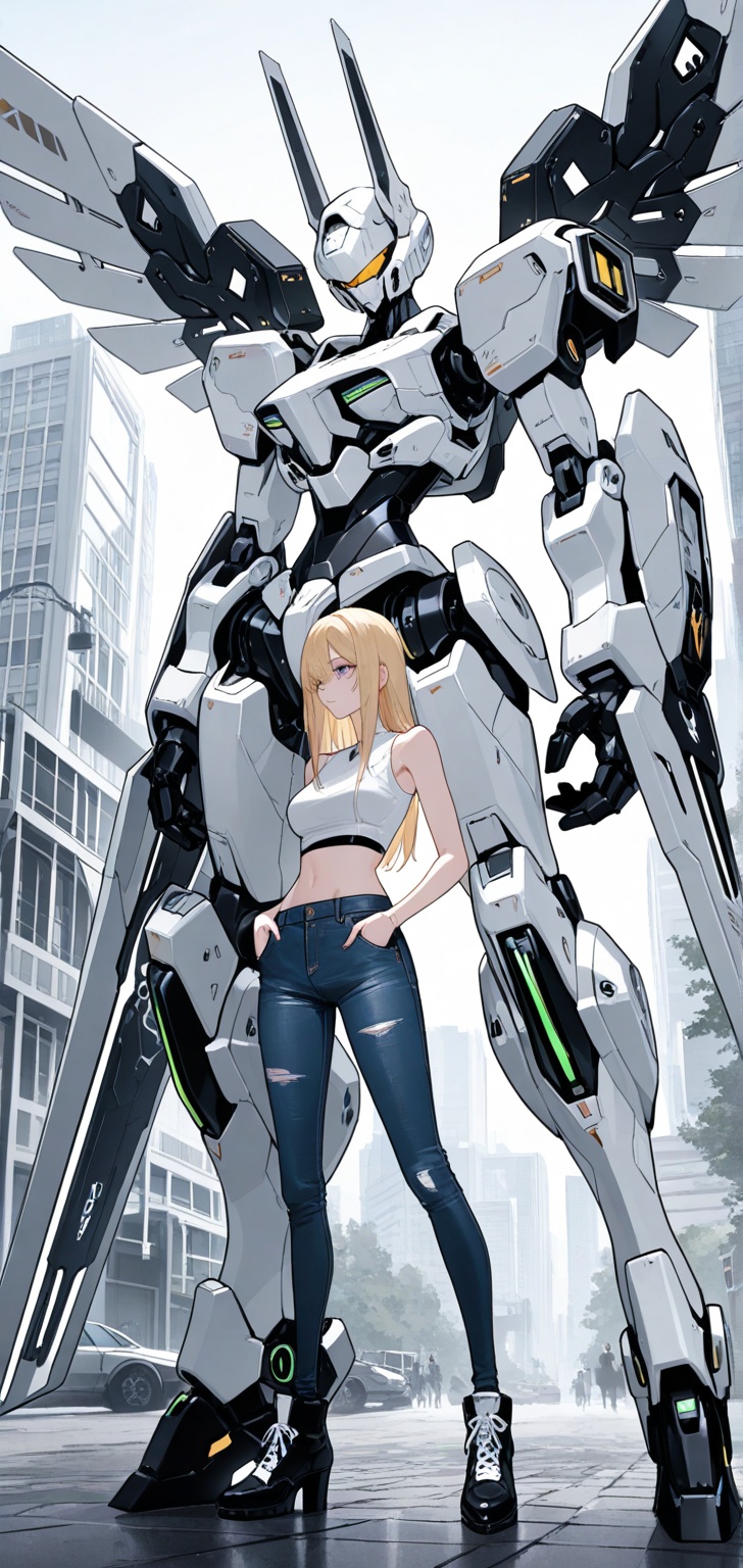 1girl,  cyborg,  crop top on Tensor.Art