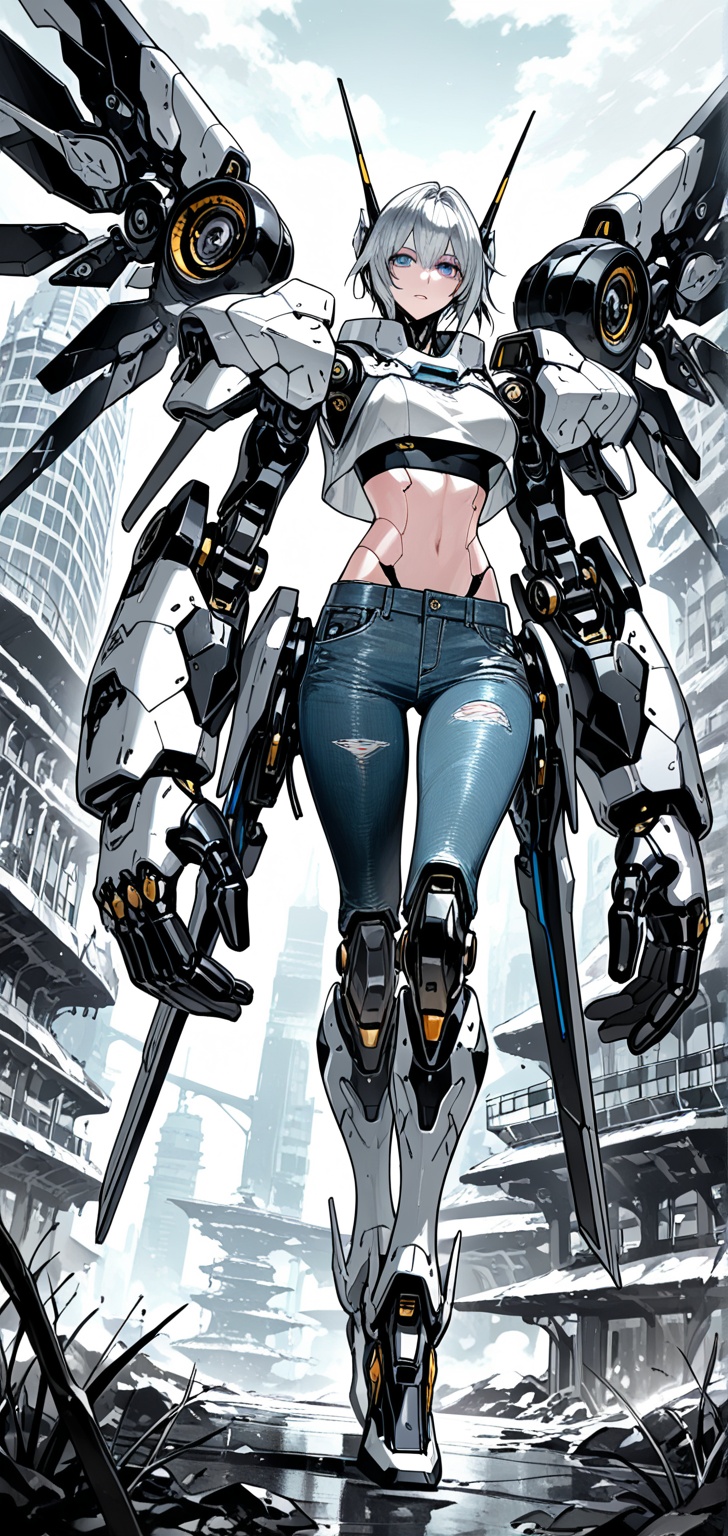 1girl,  cyborg,  crop top on Tensor.Art