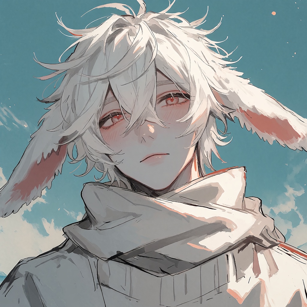 sketchy art style: Androgynous male,  solo,  white hair on Tensor.Art