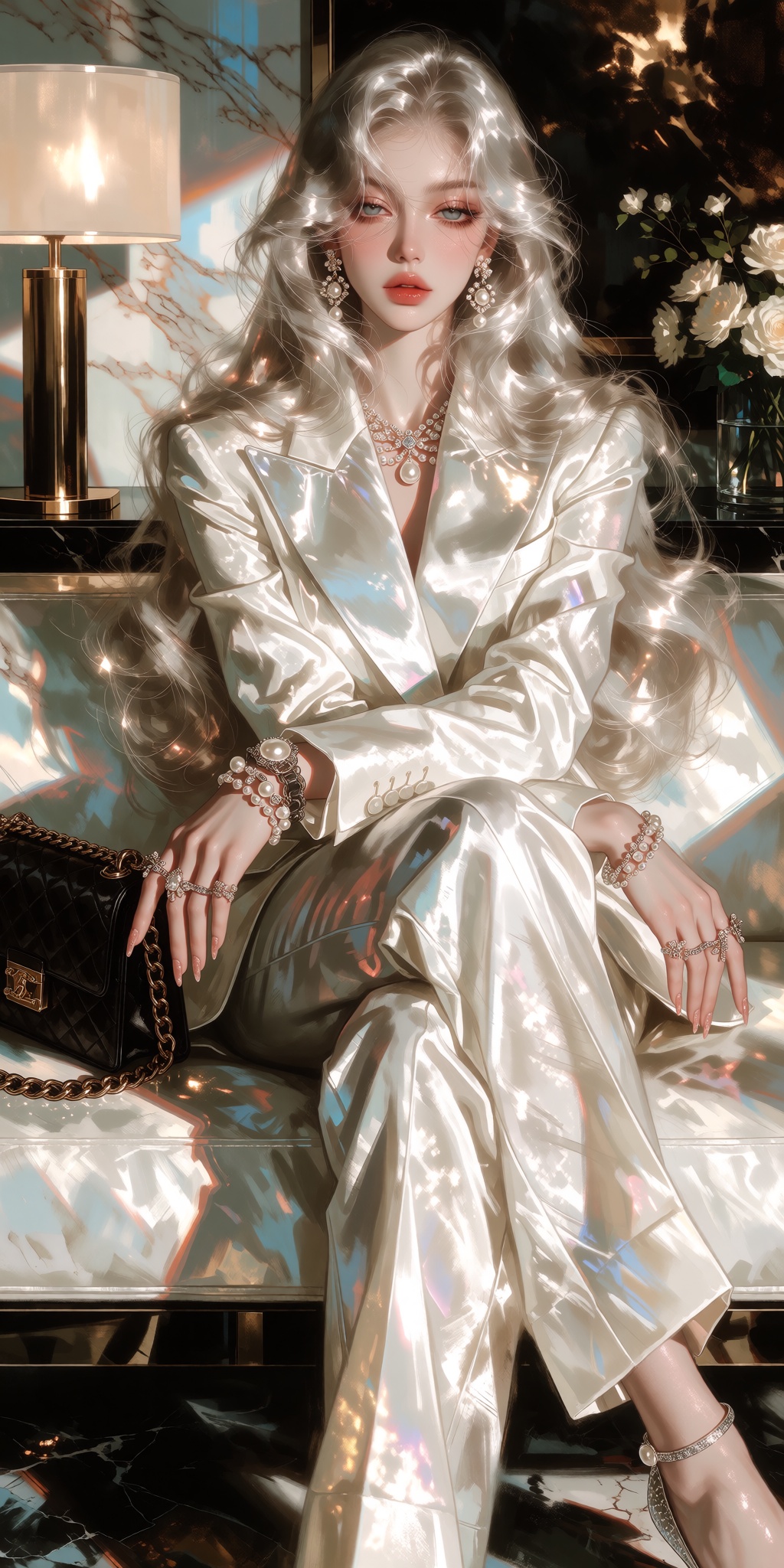 dramatic painterly brushwork,  delicate elegance,  cinematic fantasy atmosphere. An alluring fantasy woman on Tensor.Art