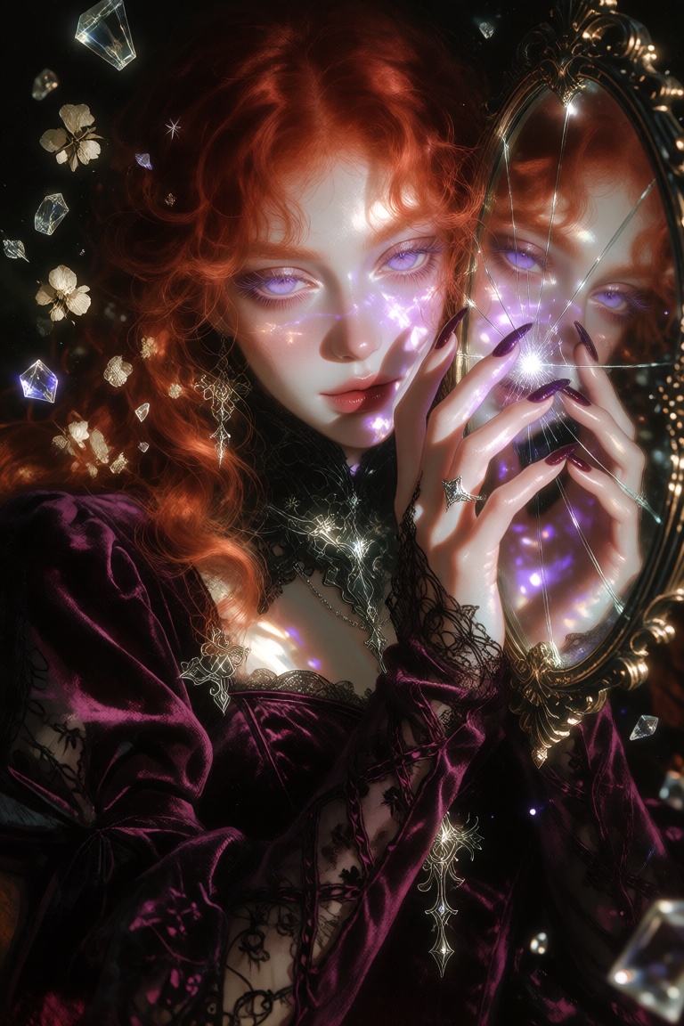 A breathtaking high-detail digital painting of an elegant ***** sorceress in a medium close-up portrait,  viewed directly...