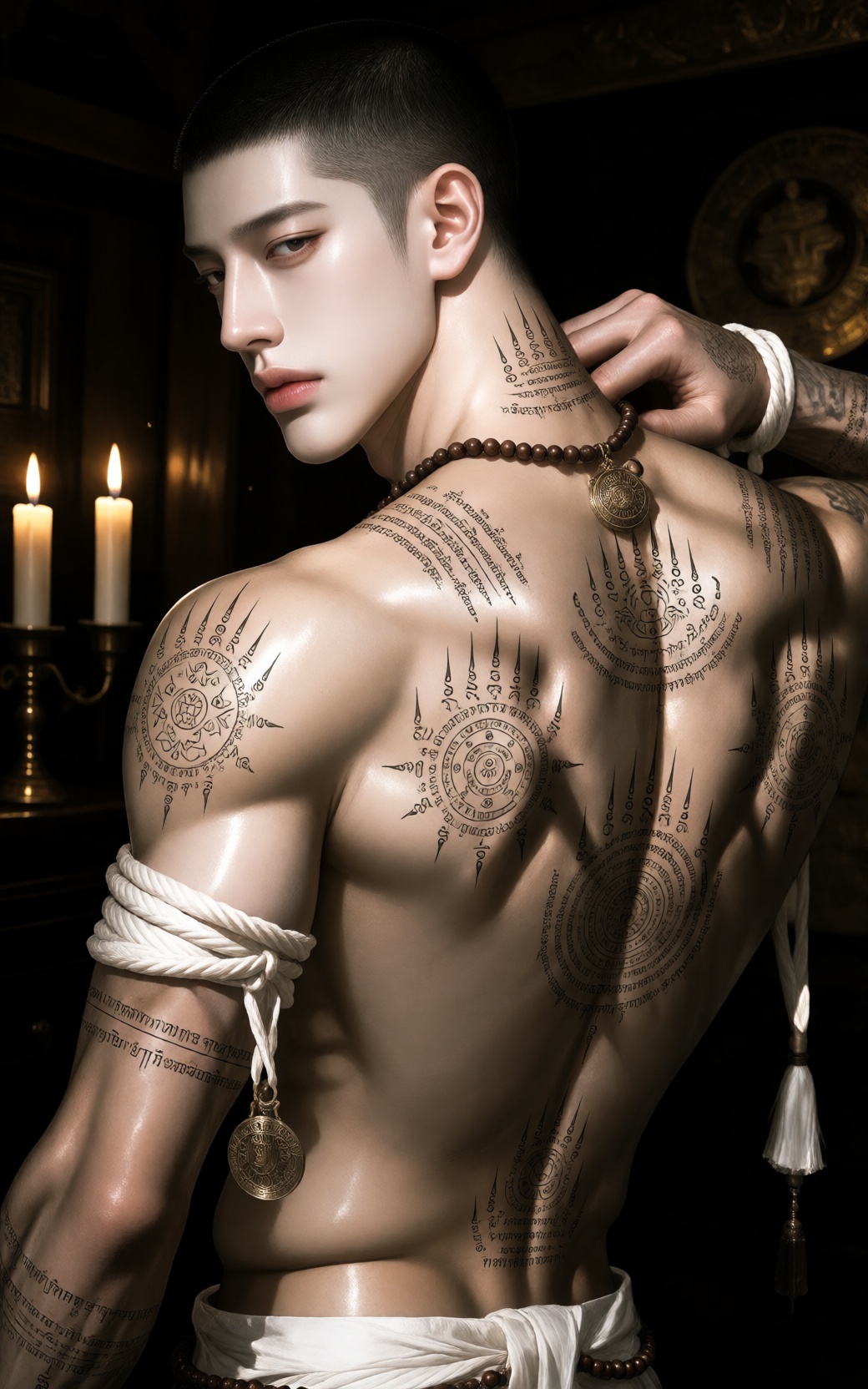 cinematic dark fantasy portrait,  exceptionally handsome young ***** Asian man,  masculine facial features on Tensor.Art