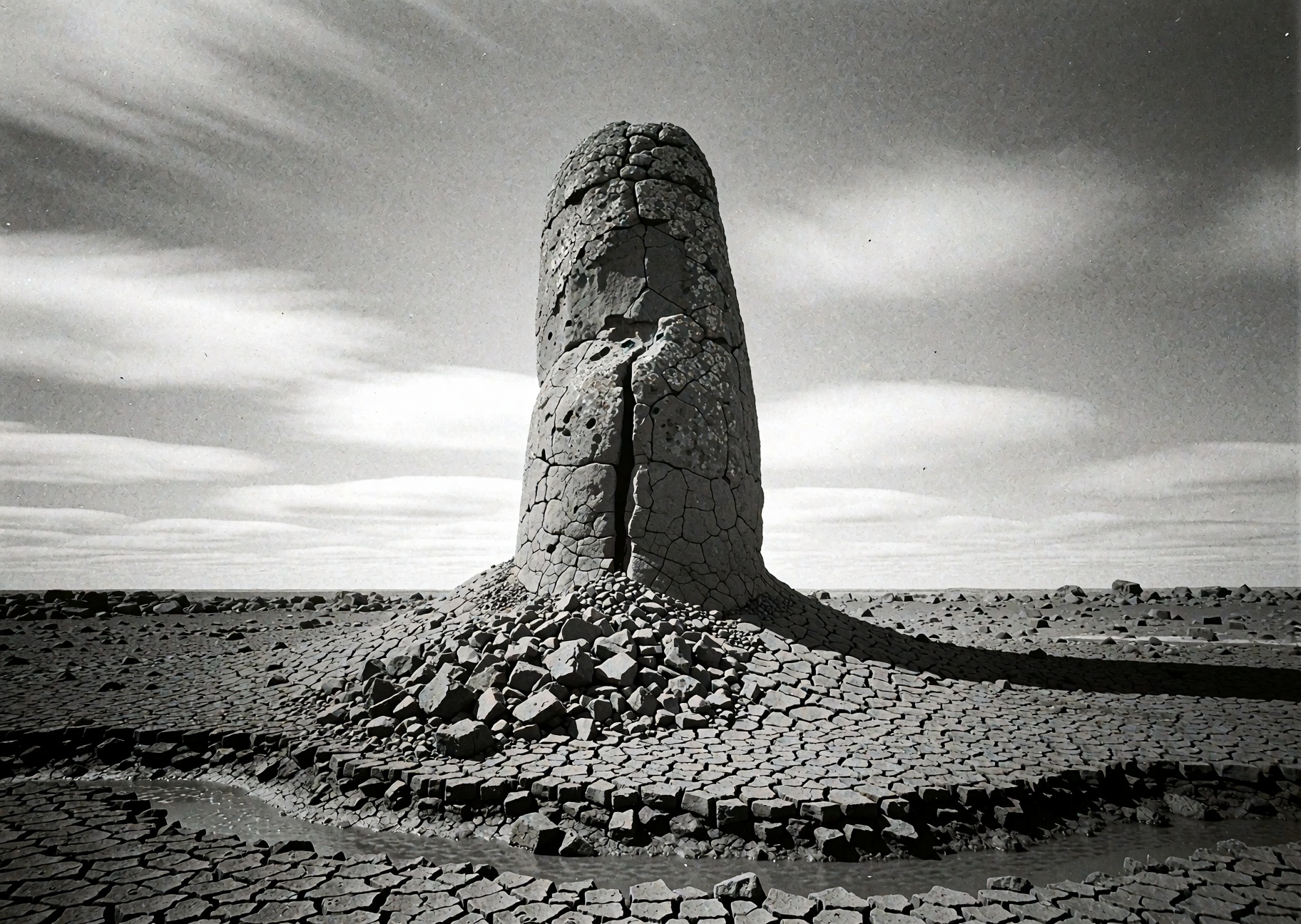8x10 large-format black and white film photograph,  Ilford HP5 Plus 400 pushed to ISO 1600,  silver gelatin print on fiber...