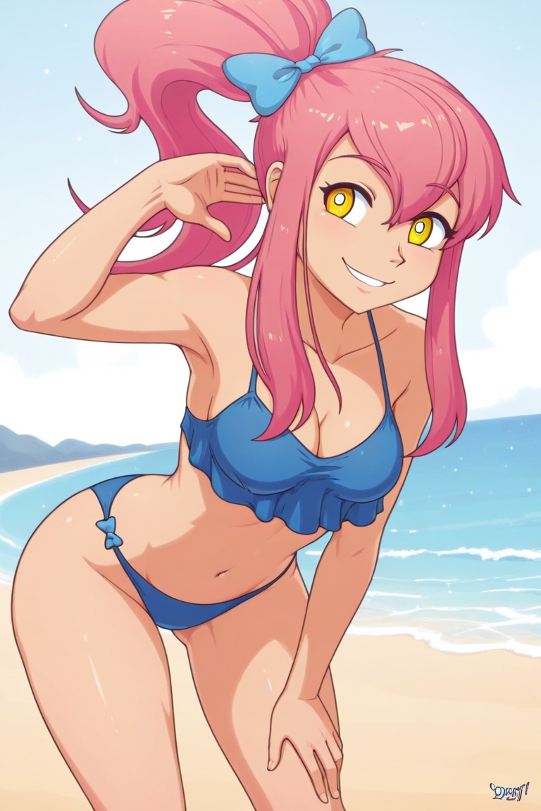 Sunny,  Solo,  1 girl with pink hair on Tensor.Art