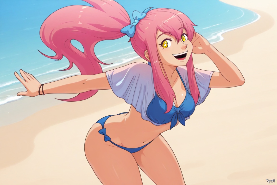 Sunny,  Solo,  1 girl with pink hair on Tensor.Art
