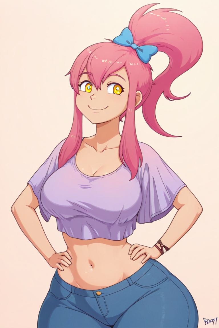 Sunny,  Solo,  1 girl with pink hair on Tensor.Art