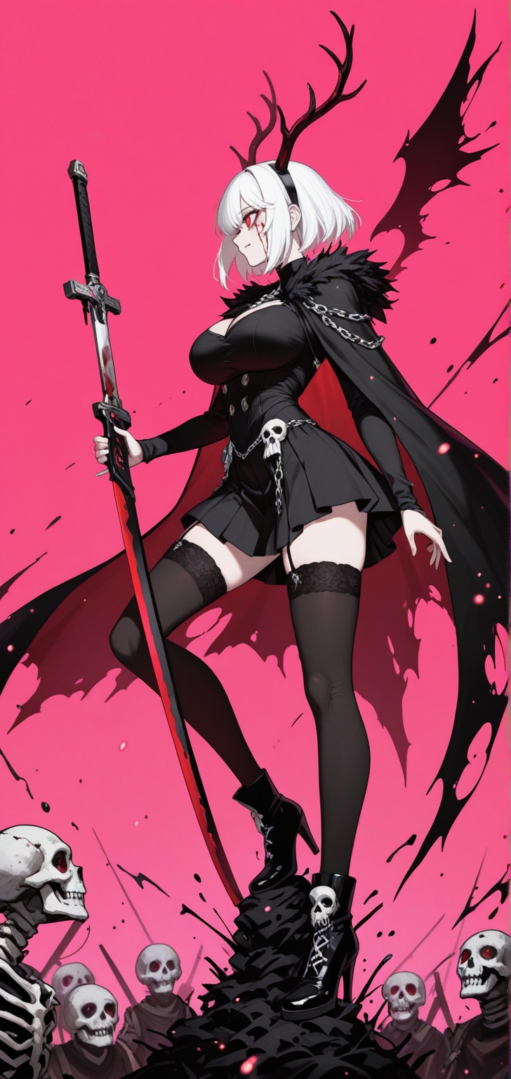 In the style of anime,  a cyberpunk warriorin front of a solid intense pink background,  huge boobs on Tensor.Art