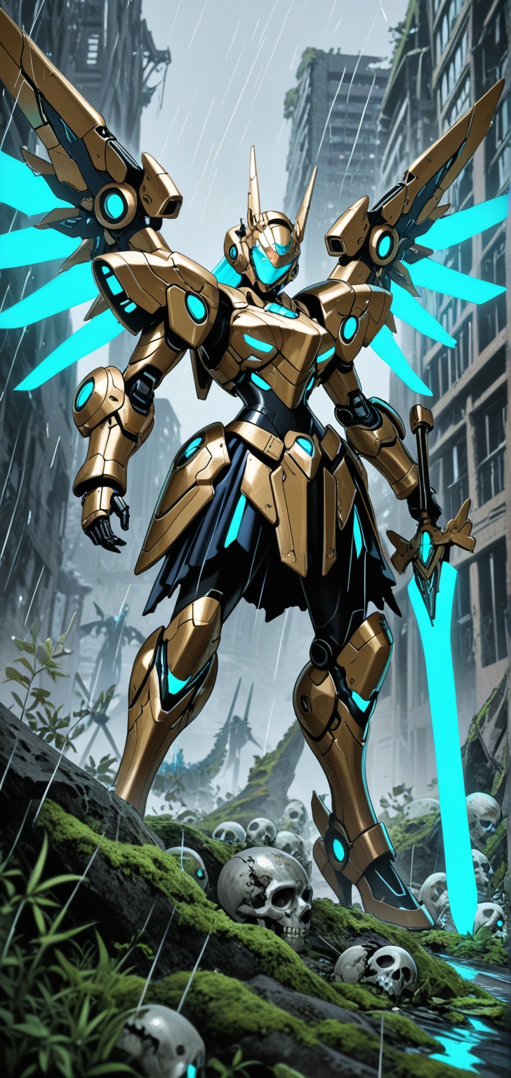 A towering,  dragon-themed mecha maiden strides elegantly toward the camera,  clad in sleek on Tensor.Art