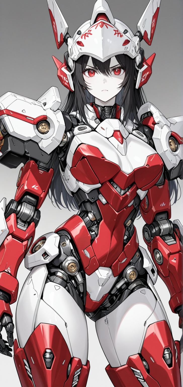 a mecha musume,  with fair white skin,  flowing black hair on Tensor.Art