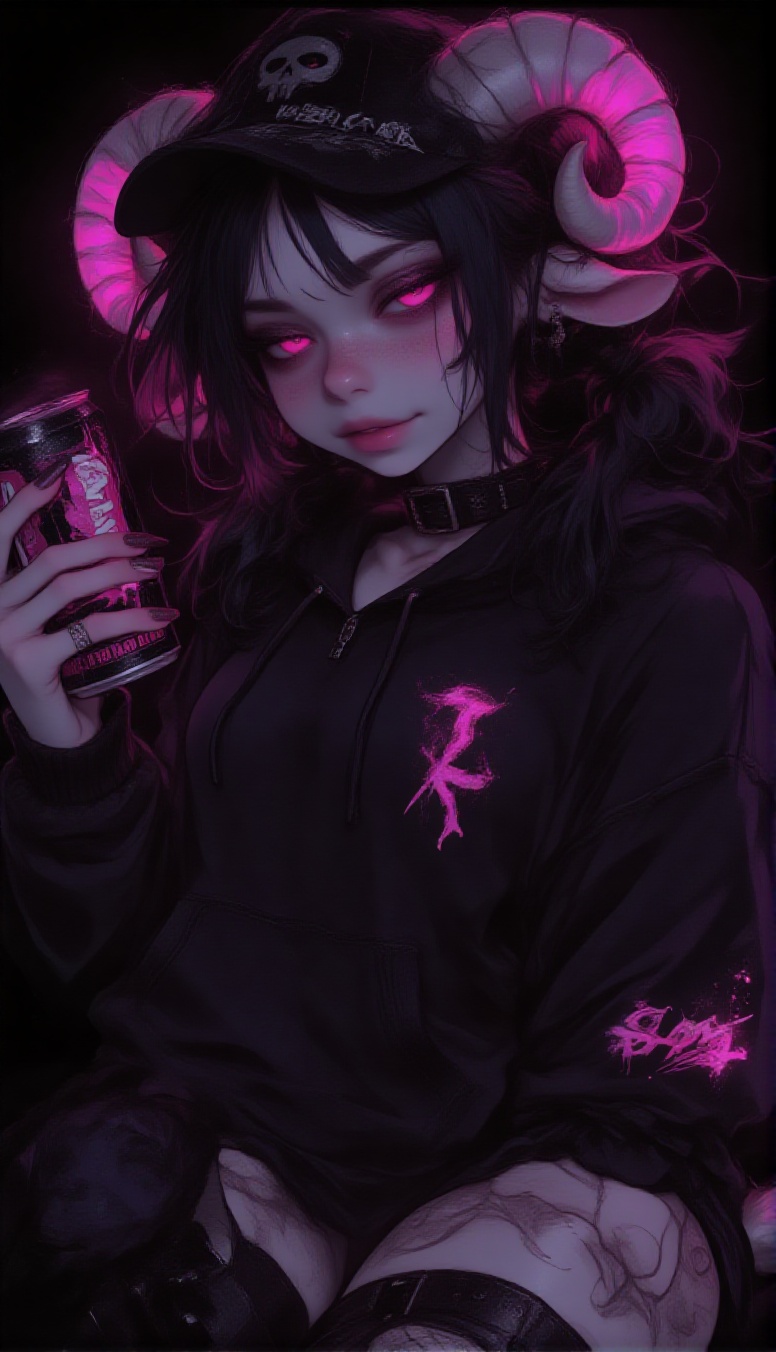 @Mirabelle a young anthropomorphic sheep woman with thick lush black curly hair,  large alluring pink eyes,  pale skin cov...