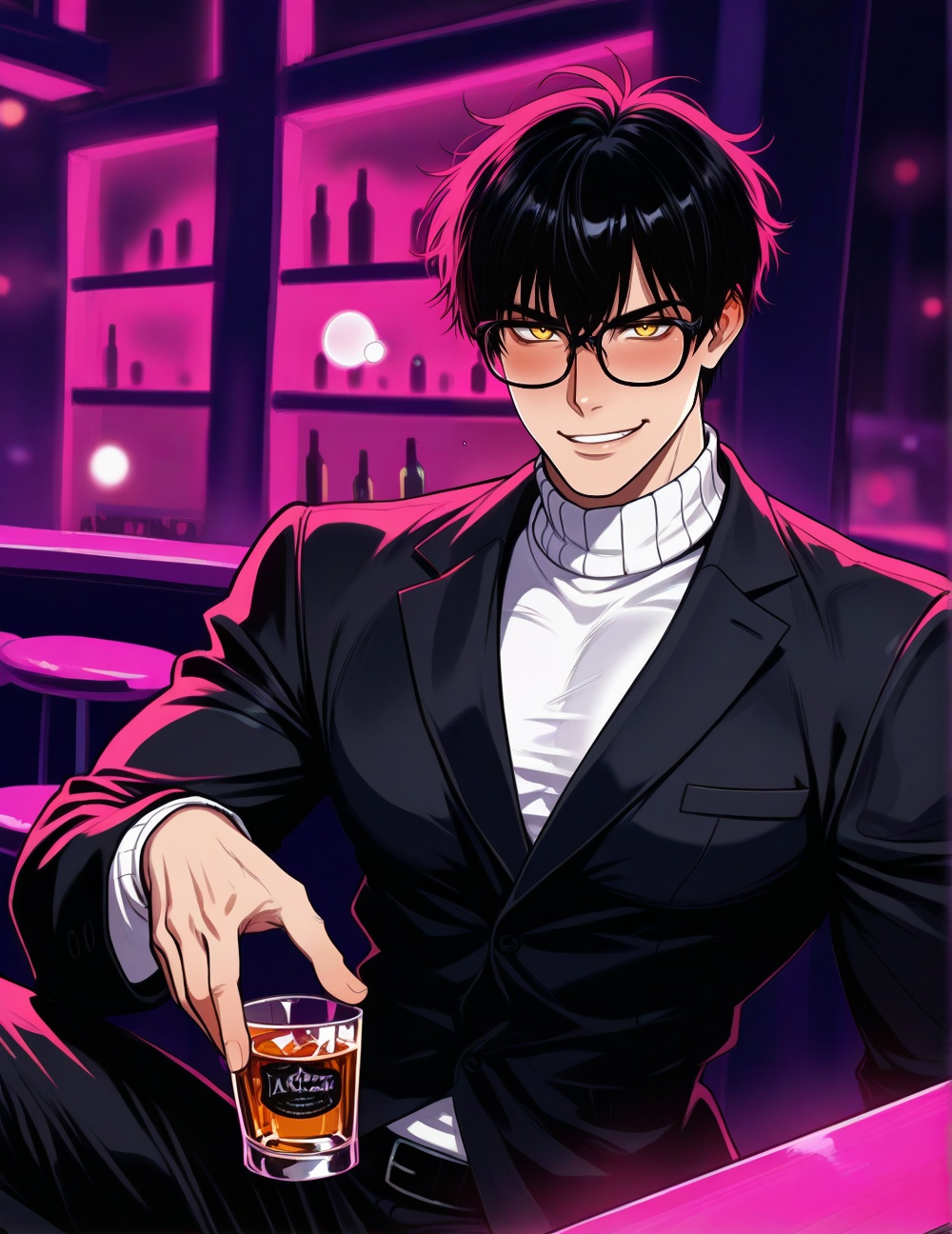 1boy,  black hair,  yellow eyes on Tensor.Art