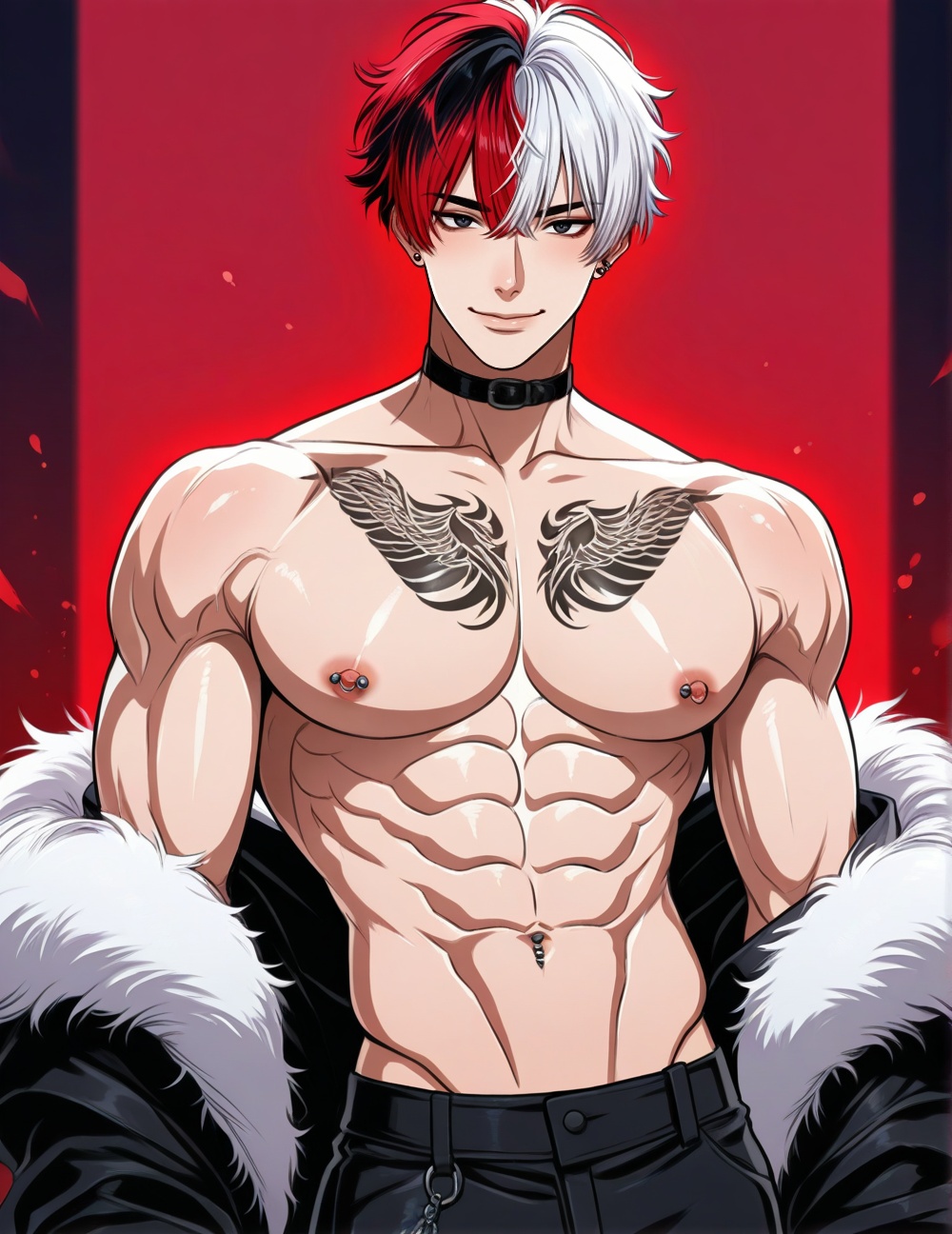 boy,  bishounen,  red background on Tensor.Art