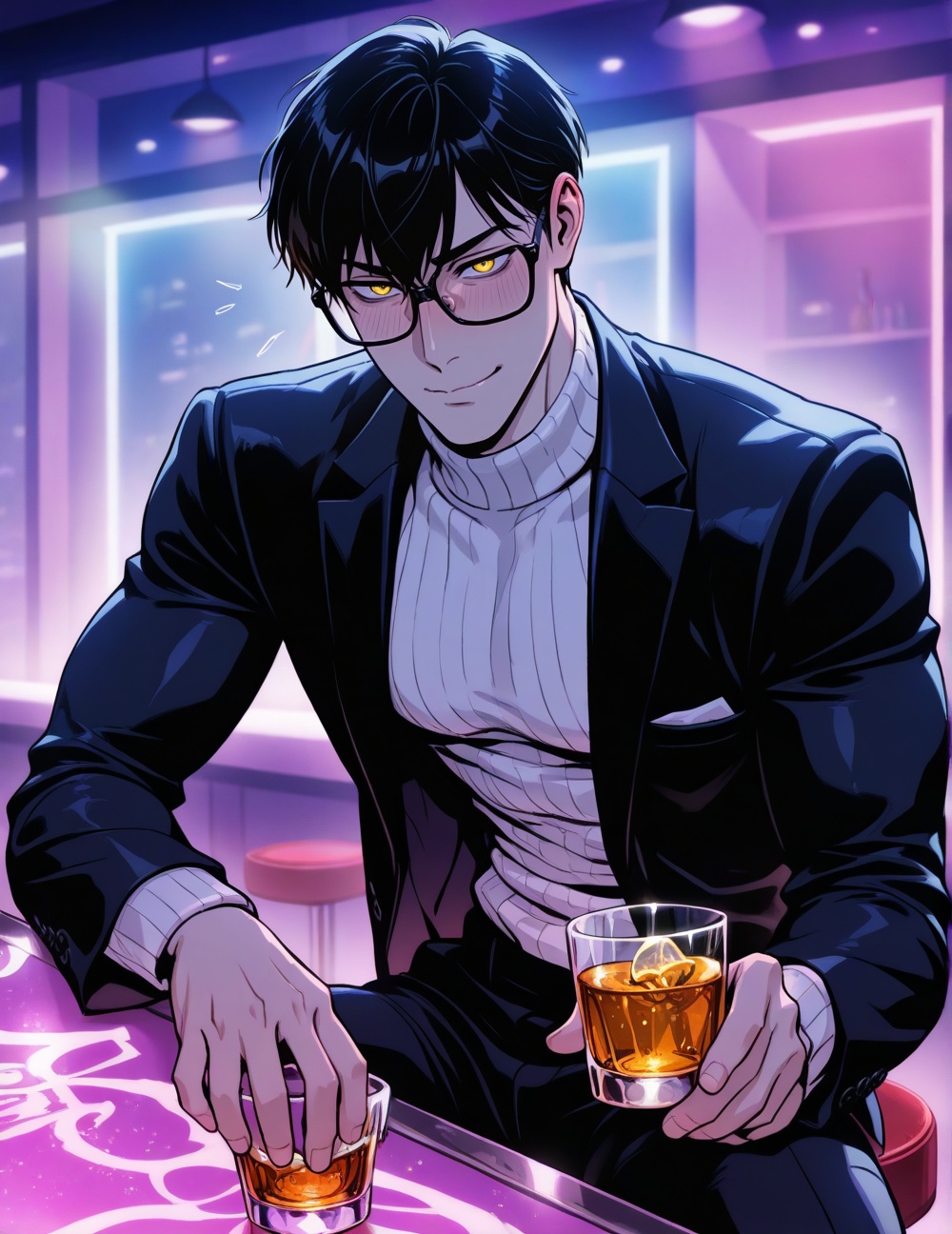 1boy,  black hair,  yellow eyes on Tensor.Art