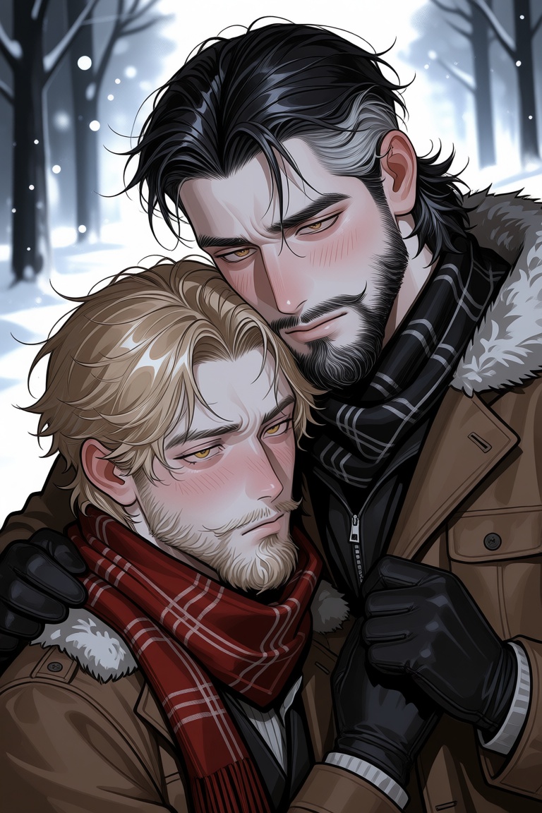 avrge_pxai 2boys,  beard,  blush on Tensor.Art
