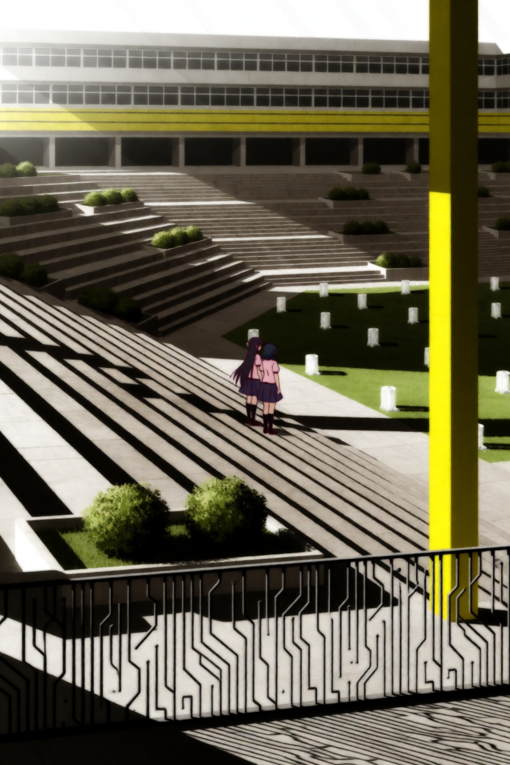 Hitagi,  a girl with long purple hair and dark blue eyes,  and Kanbaru on Tensor.Art