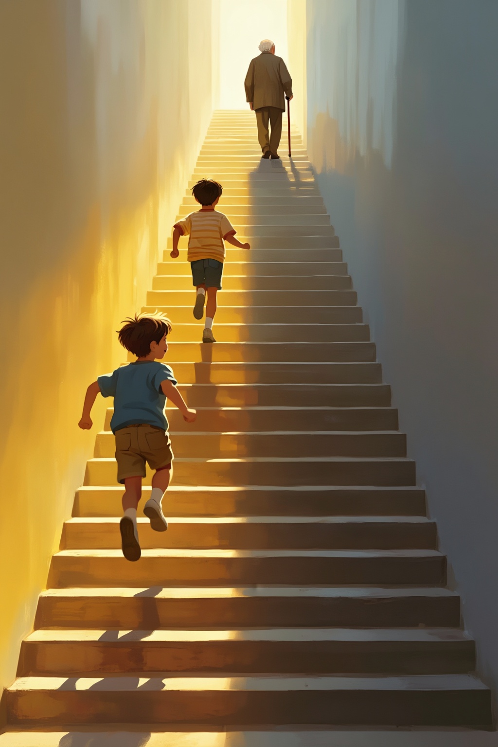 Top quality. Inspiration: Staircase,  passage of time,  life journey. Visual Description: A single long staircase symboliz...