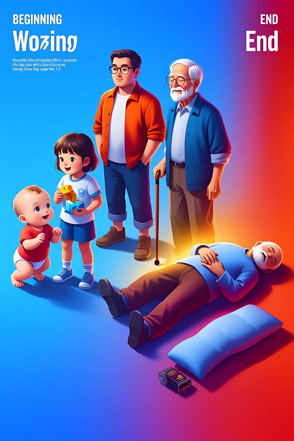 High quality. Inspiration: Illustration,  a person's life. Image content: An image depicting the life story. The top left...