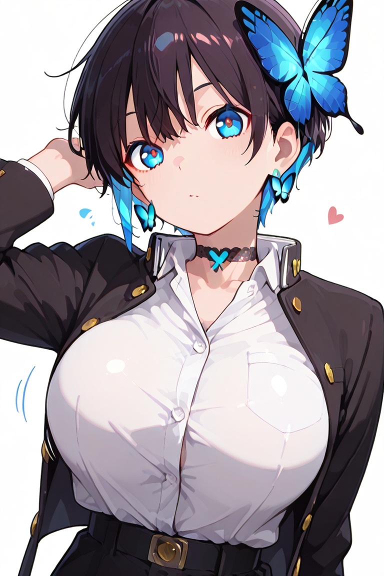 Glowing earrings & blue-under-layer hair,  Kiyoka-chan,  boyish style on Tensor.Art