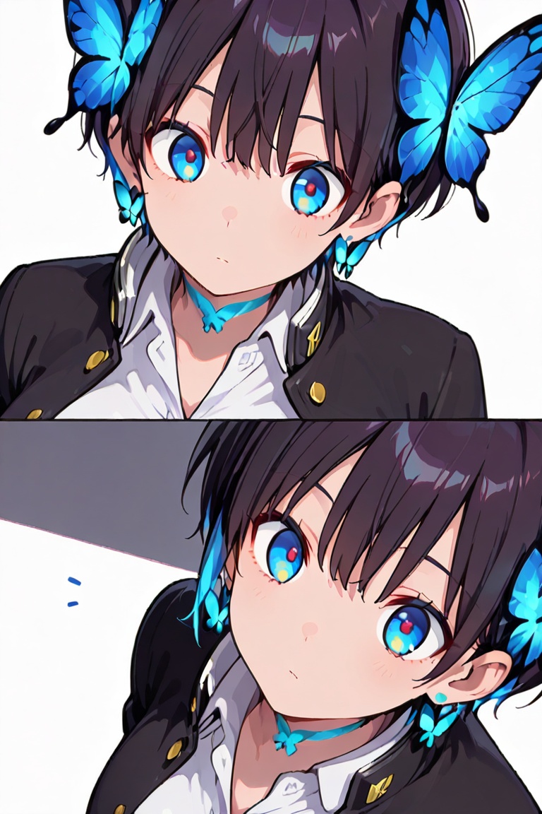 Glowing earrings & blue-under-layer hair,  Kiyoka-chan,  boyish style on Tensor.Art