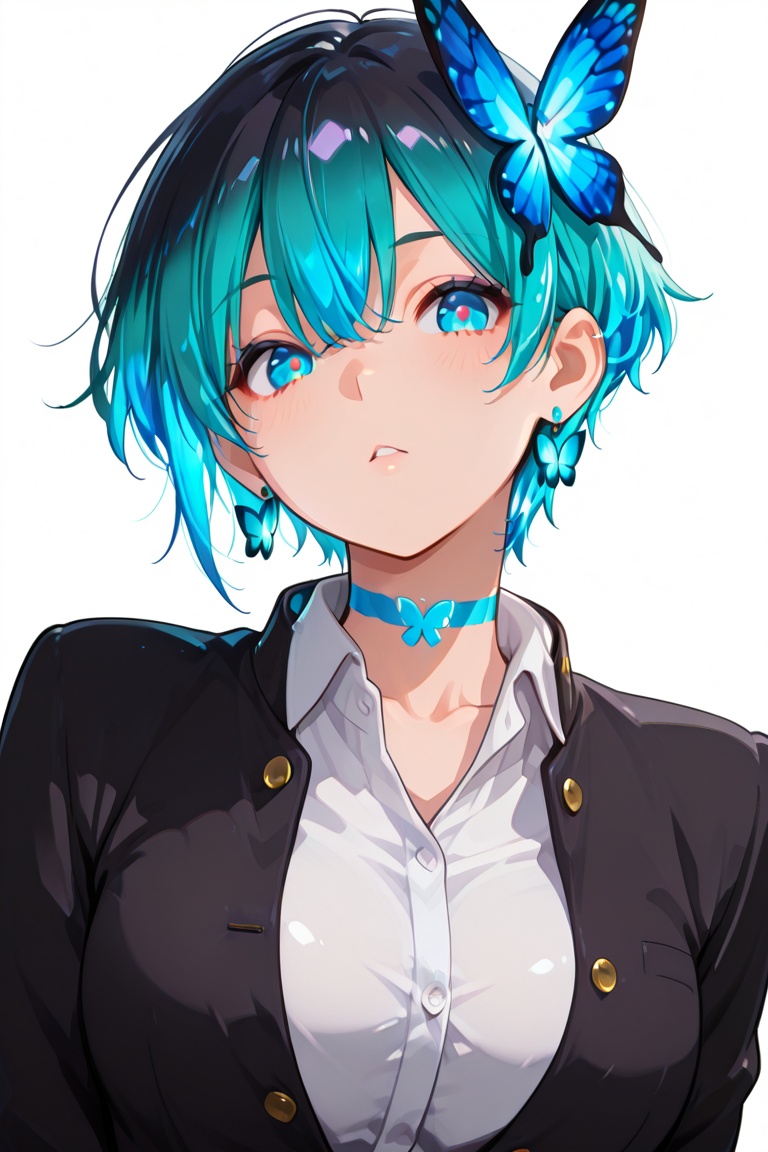 Glowing earrings & blue-under-layer hair,  Kiyoka-chan,  boyish style on Tensor.Art