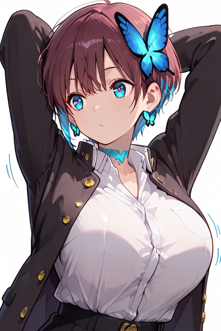 Glowing earrings & blue-under-layer hair,  Kiyoka-chan,  boyish style on Tensor.Art
