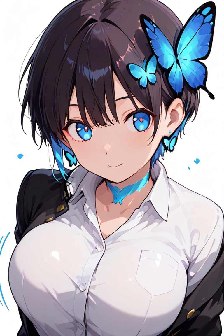 Glowing earrings & blue-under-layer hair,  Kiyoka-chan,  boyish style on Tensor.Art