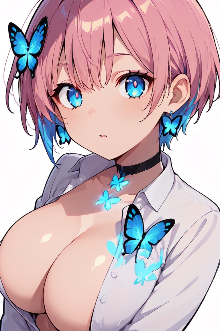 Glowing earrings & blue-under-layer hair,  Kiyoka-chan,  boyish style on Tensor.Art