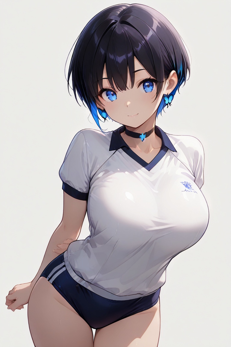 taut-fitting bloomers,  Beautiful bloomers,  Glowing earrings & blue-under-layer hair on Tensor.Art