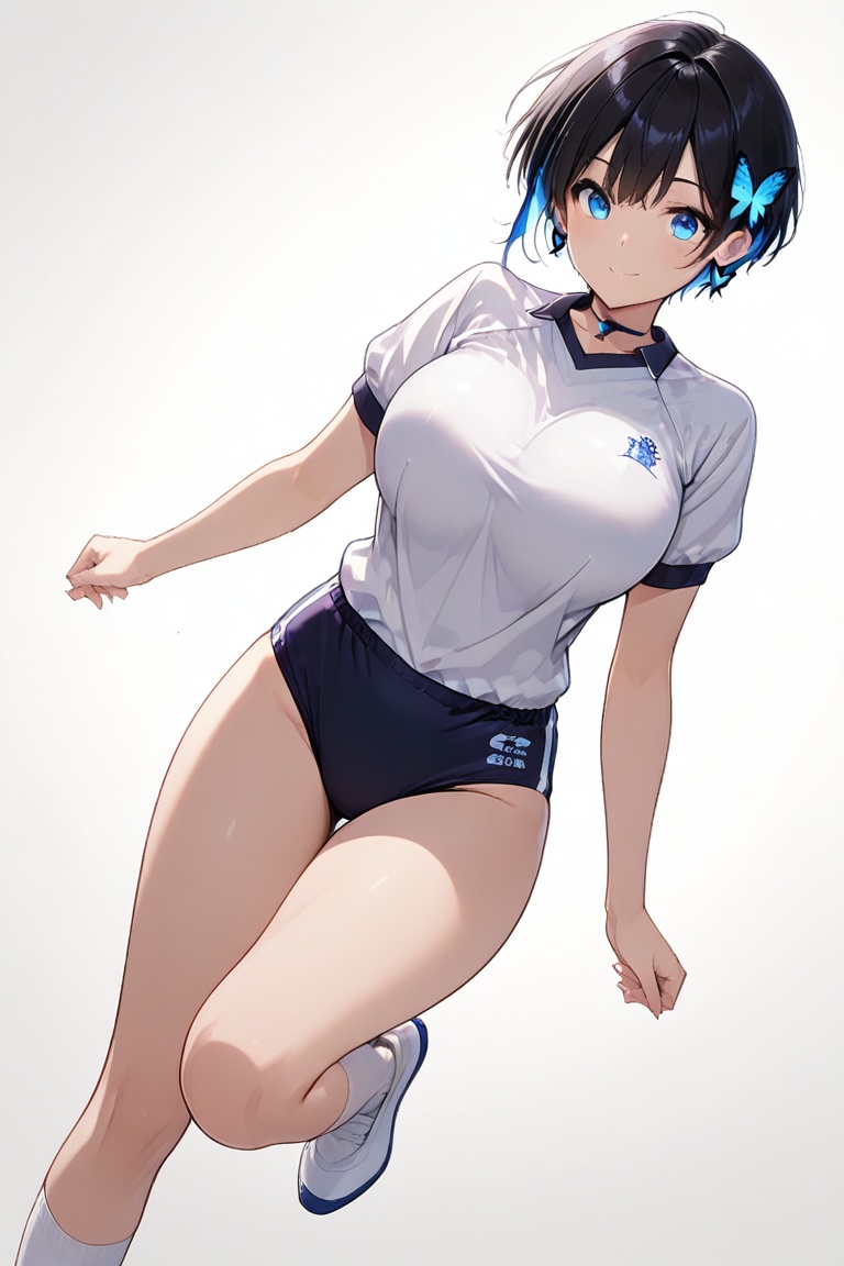 taut-fitting bloomers,  Beautiful bloomers,  Glowing earrings & blue-under-layer hair on Tensor.Art