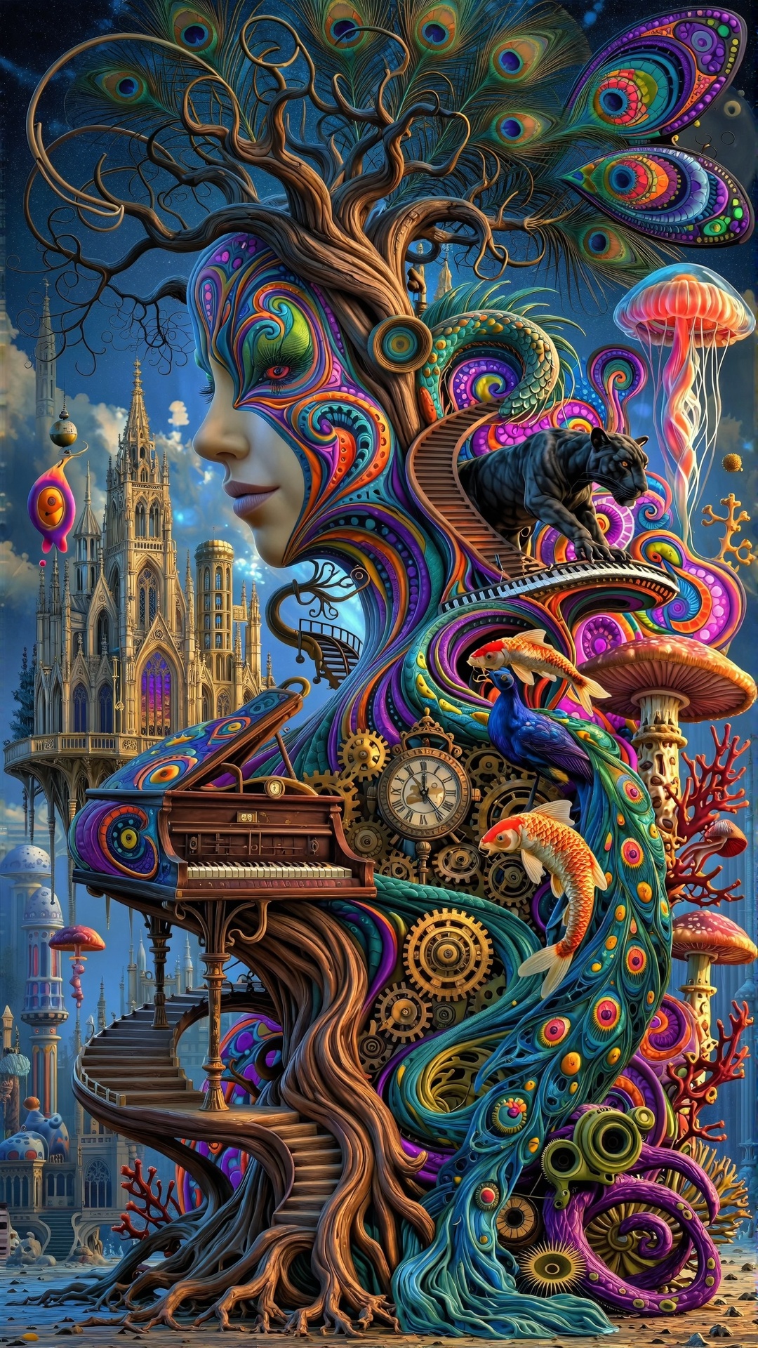 ARTATTOZ MULTI-OBJECT IMPOSSIBLE FUSION Midjourney_art_fusion,  seamlessly fused,  physically connected on Tensor.Art
