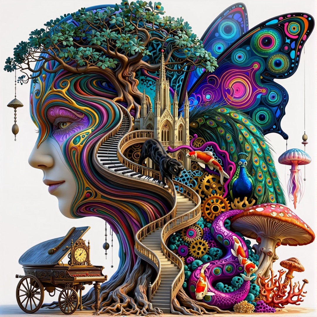 ARTATTOZ MULTI-OBJECT IMPOSSIBLE FUSION Midjourney_art_fusion,  seamlessly fused,  physically connected on Tensor.Art