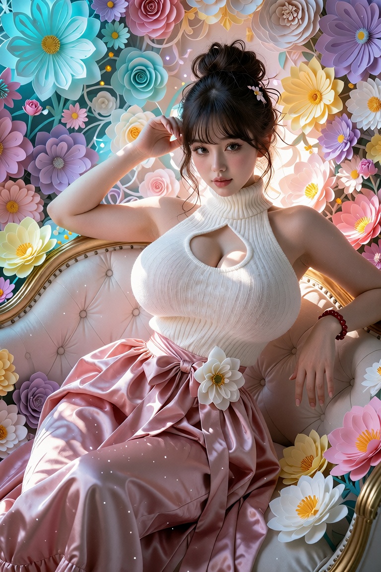 ethereal dreamy digital painting,  luminous glowing skin,  magical atmosphere. Full body shot of an exceptionally beautifu...
