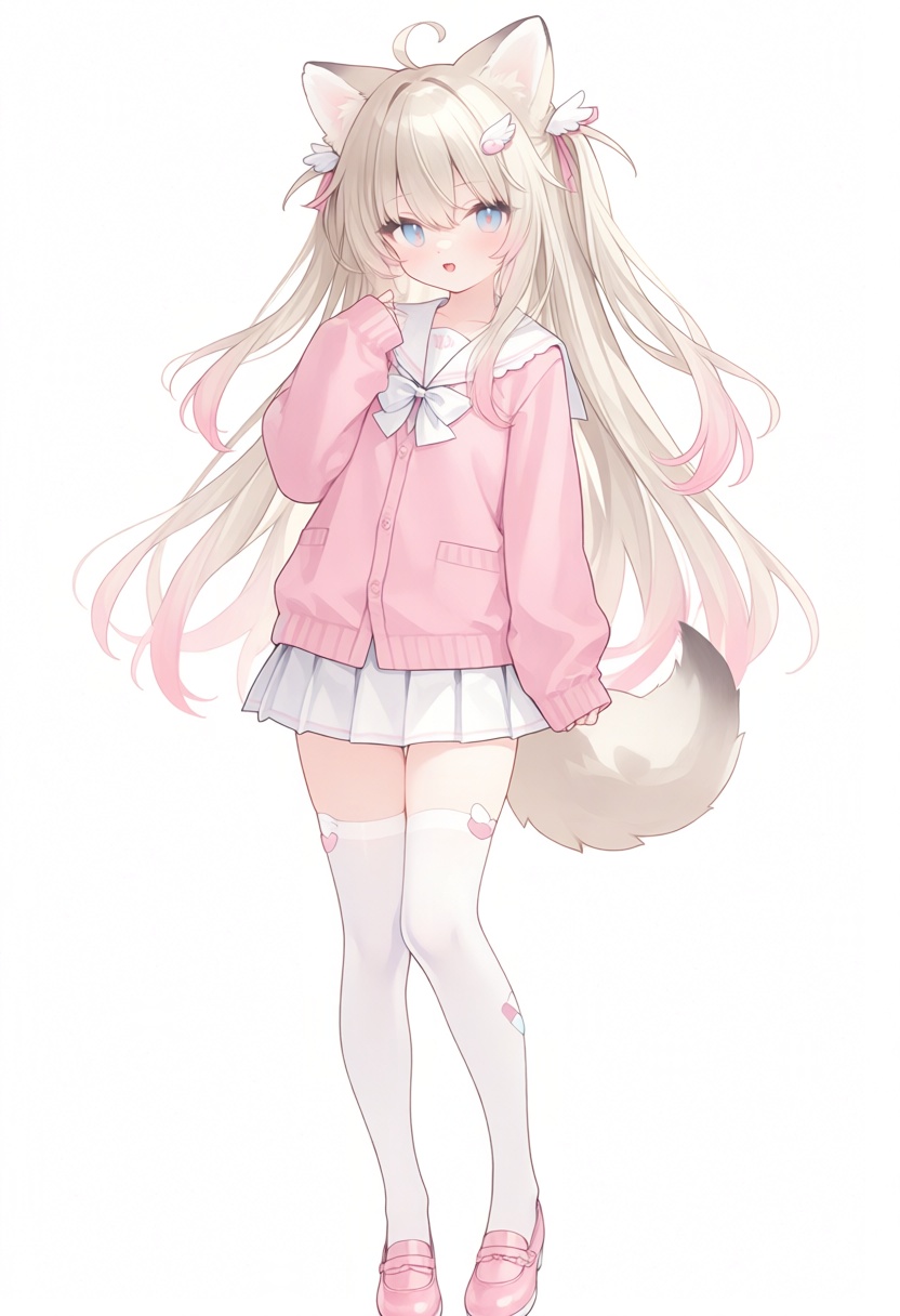 1girl,  animal ears,  cardigan by 青秋 on Tensor.Art