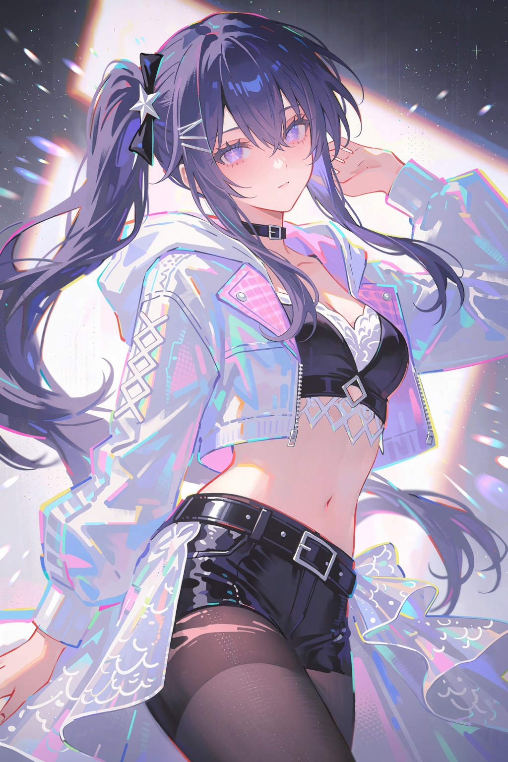 1girl,  solo,  purple-black long hair (waist-length long hair by 月大魔王|The Moonly Demon King on Tensor.Art
