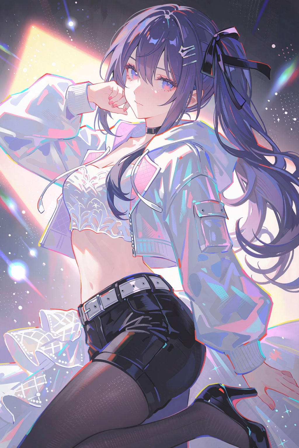 1girl,  solo,  purple-black long hair (waist-length long hair by 月大魔王|The Moonly Demon King on Tensor.Art