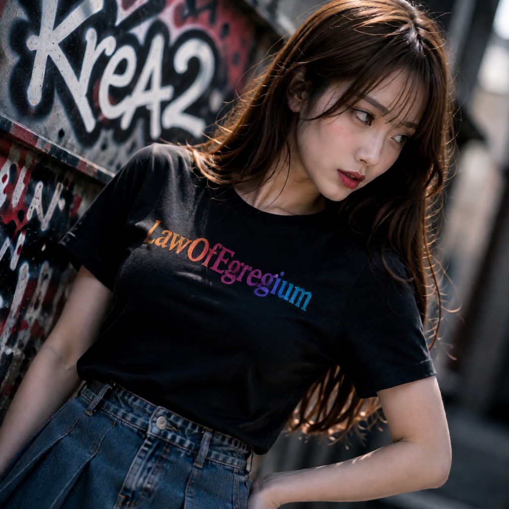 hyper-detailed cinematic portrait of a young East Asian woman leaning against a wall,  looking away from the camera lens w...