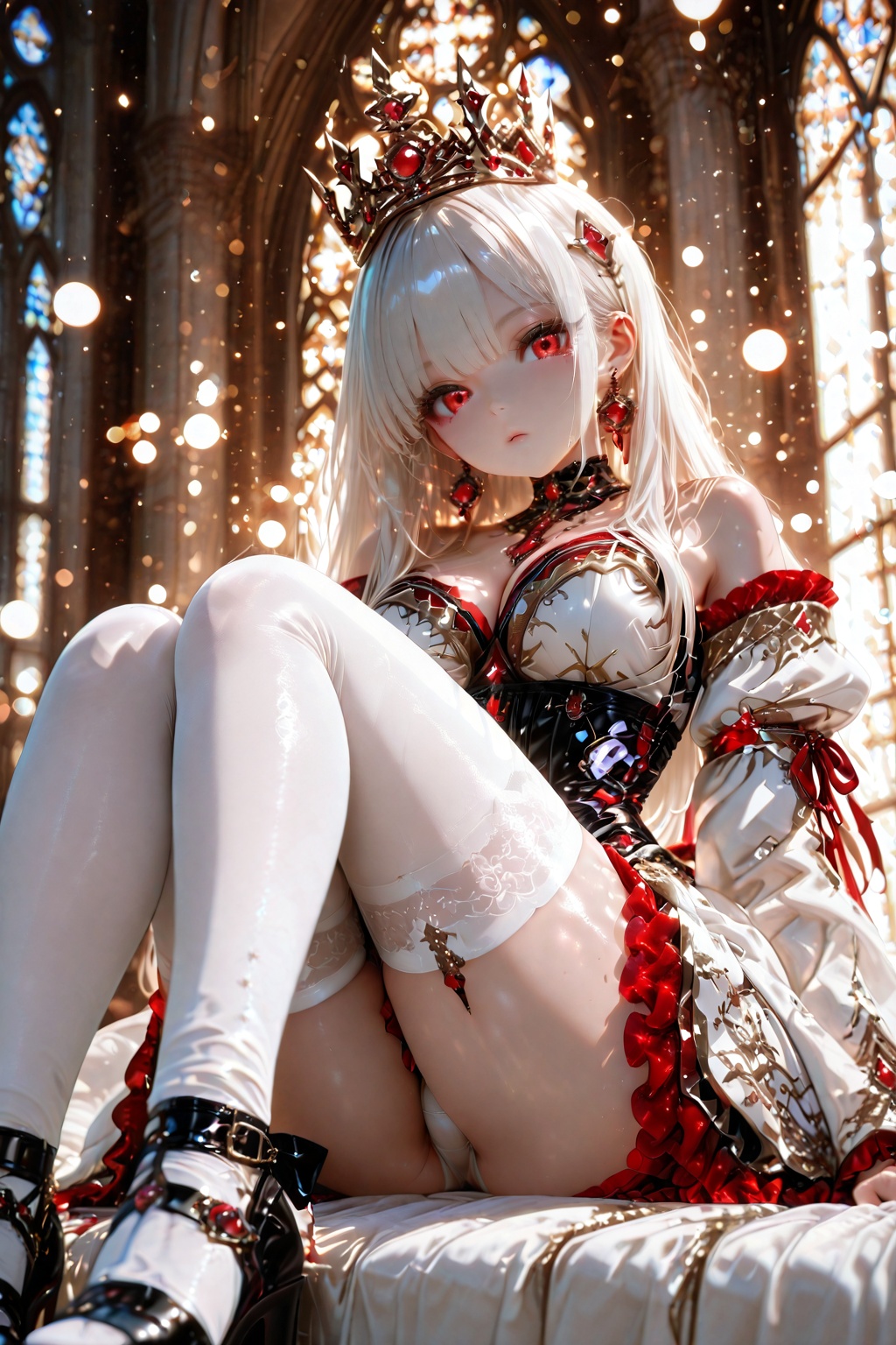 Kaguya,  a beautiful woman with the aesthetic of an ***** anime character. Translucent white skin,  long platinum-white ha...