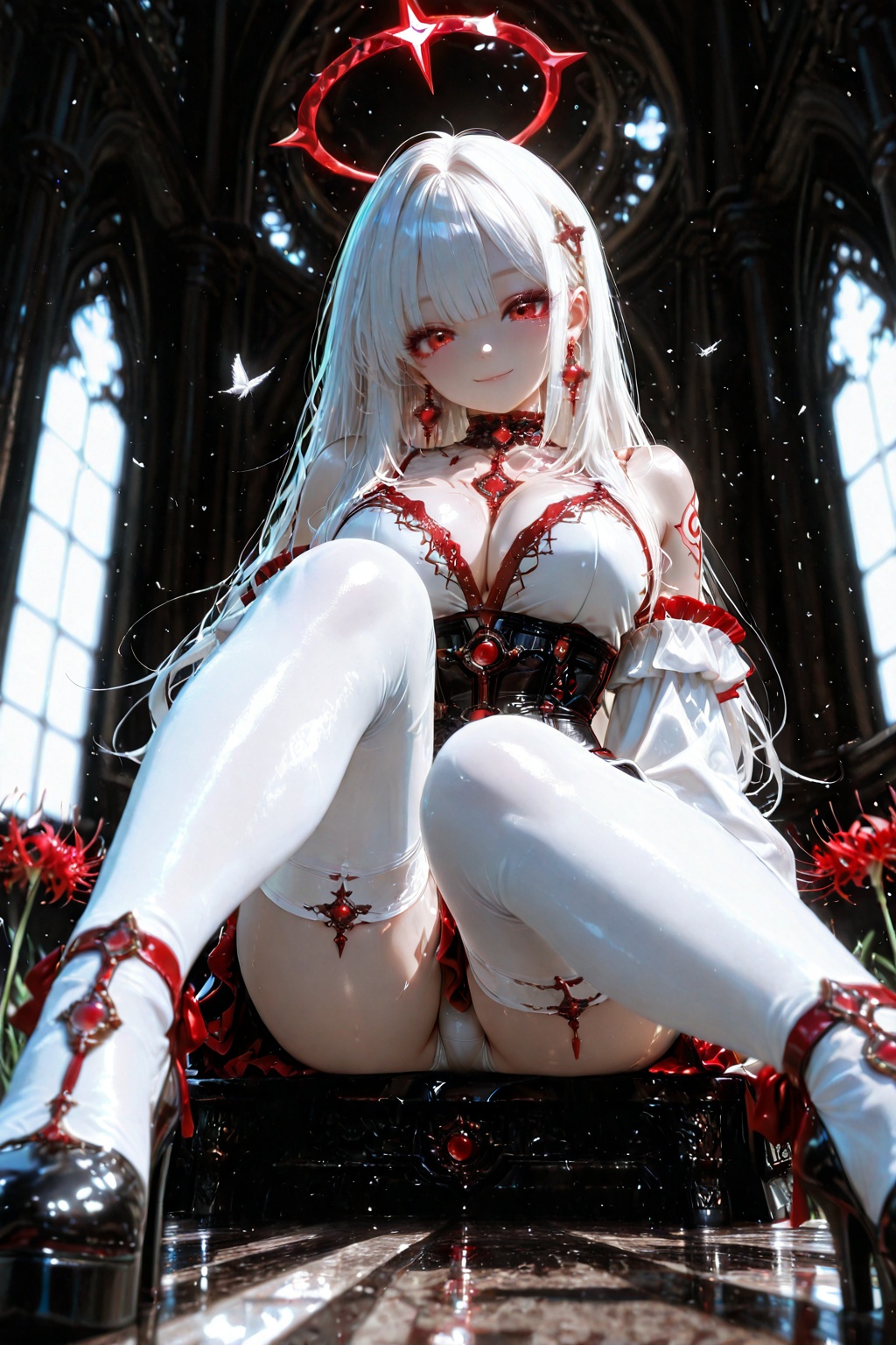 Character: Kaguya (solo); anime-style girl; long,  lustrous,  straight platinum-white hair with blunt bangs and long side...