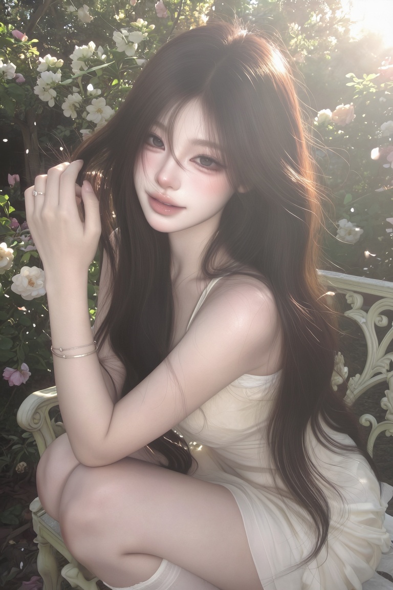 Soft Garden beautiful young ***** woman,  gentle feminine beauty,  soft natural expression on Tensor.Art