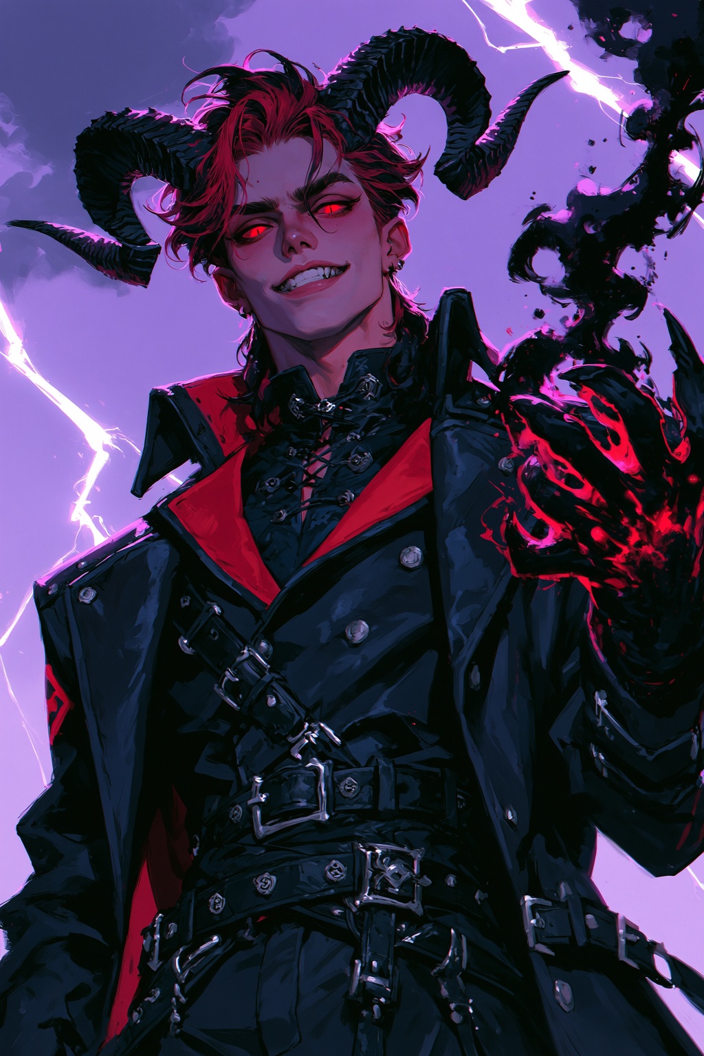 highres,  absurdres,  A dramatic digital illustration features a demonic young man with pale on Tensor.Art