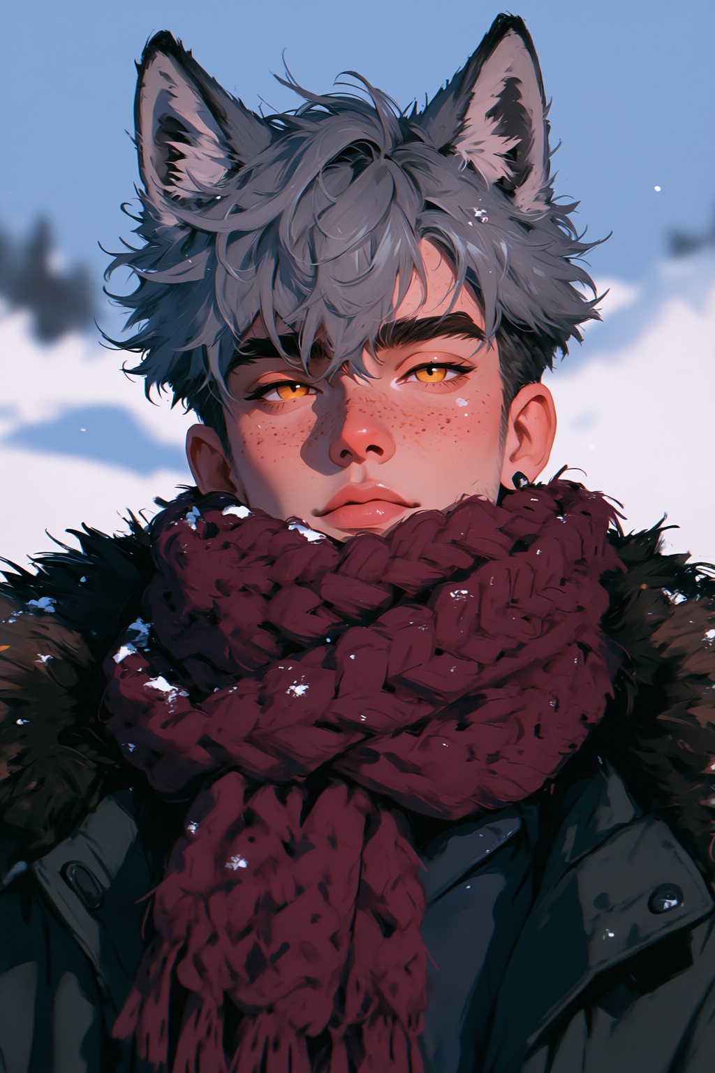highres,  absurdres,  A digital illustration depicts a young man with rugged features on Tensor.Art