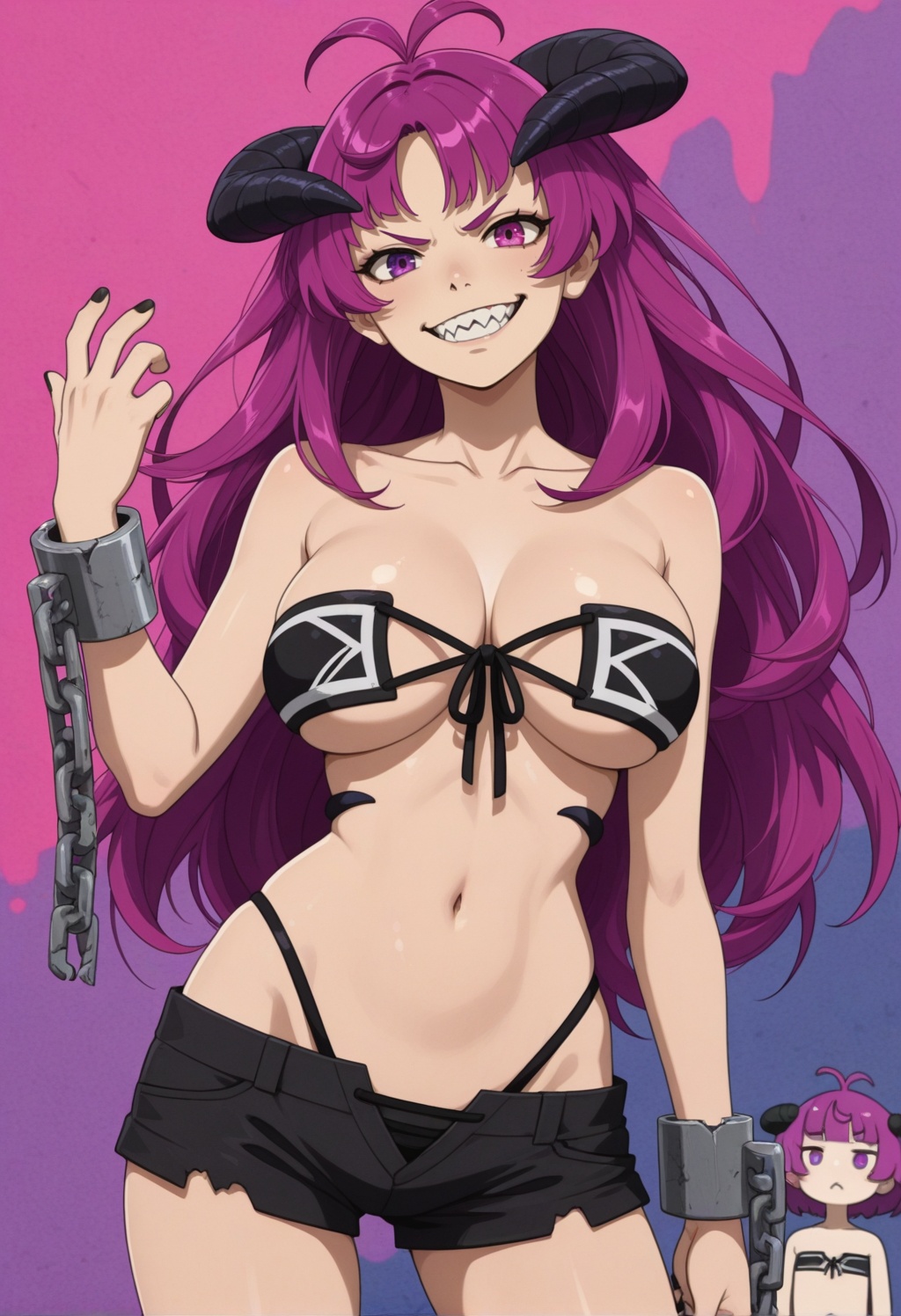 kishirikamt,  demon girl,  magenta hair on Tensor.Art