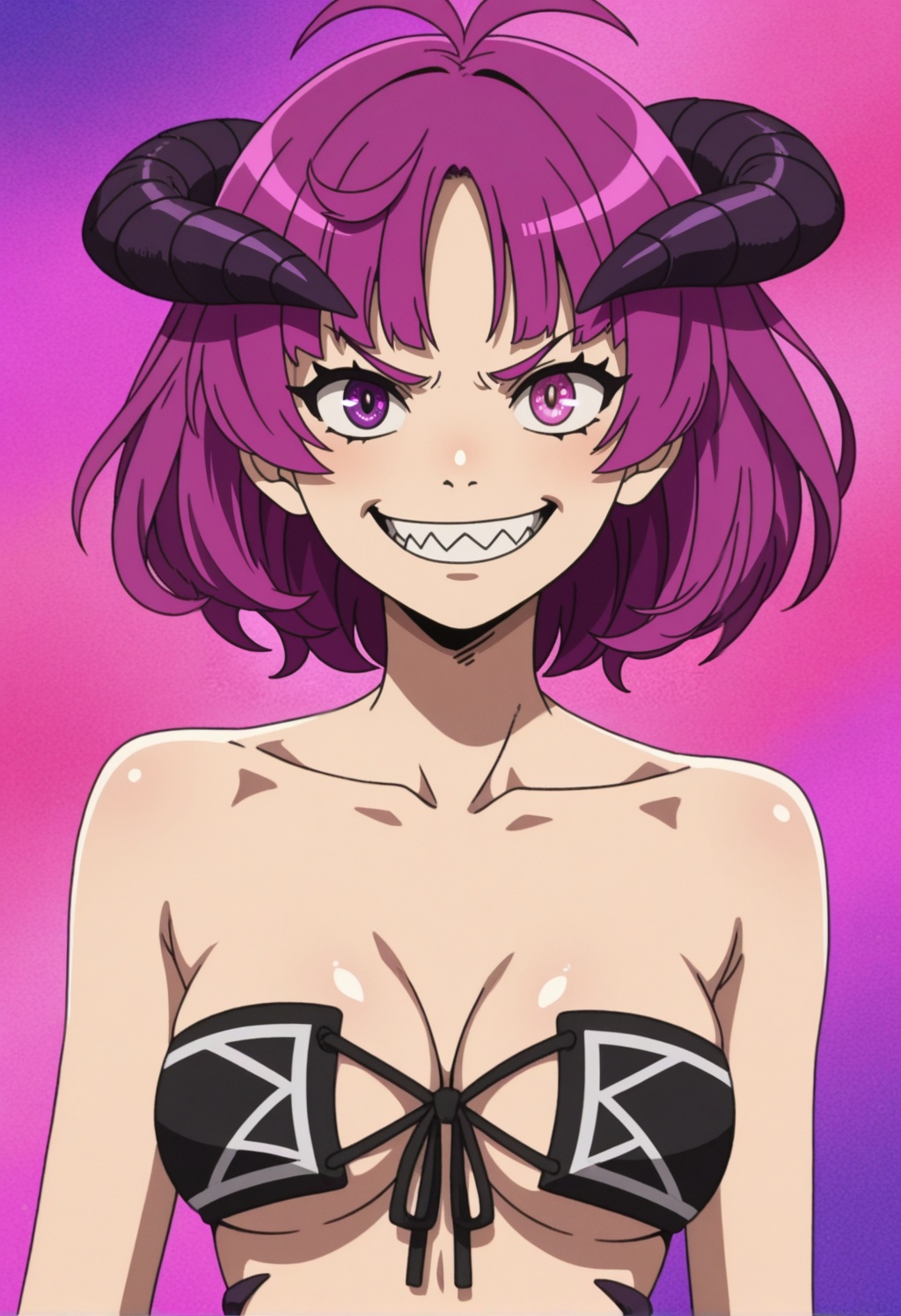 kishirikamt,  demon girl,  magenta hair on Tensor.Art
