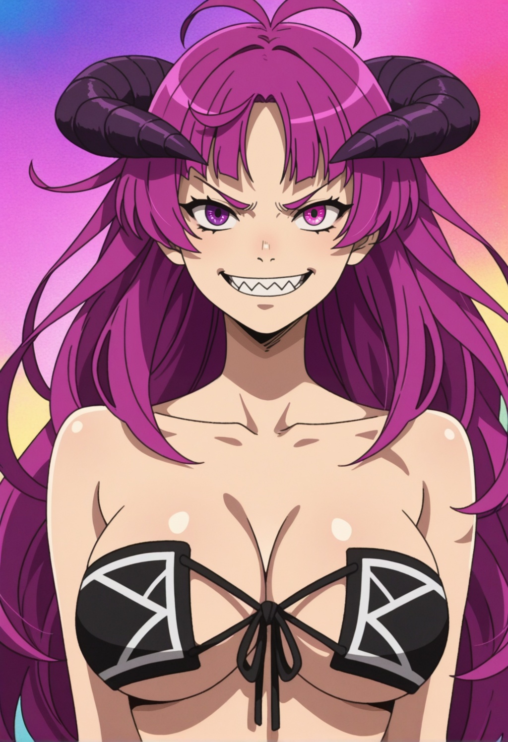 kishirikamt,  demon girl,  magenta hair on Tensor.Art