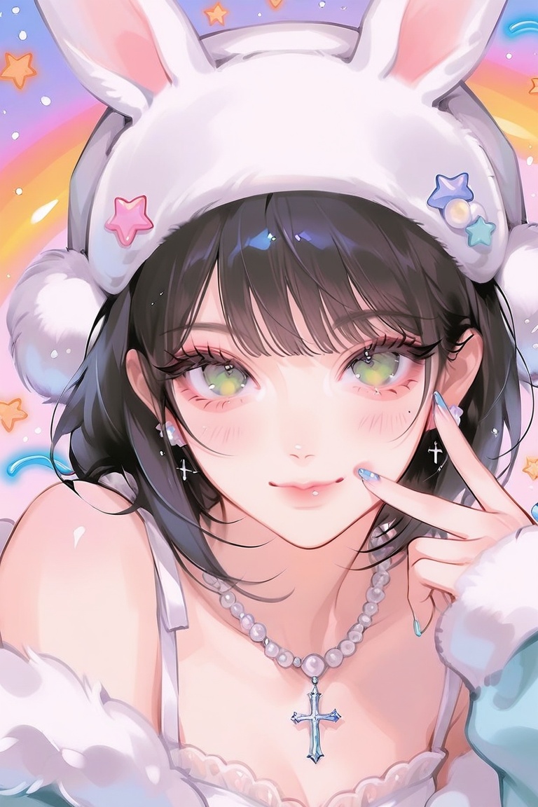 masterpiece,  best quality,  highly detailed close-up portrait of a trendy anime girl on Tensor.Art