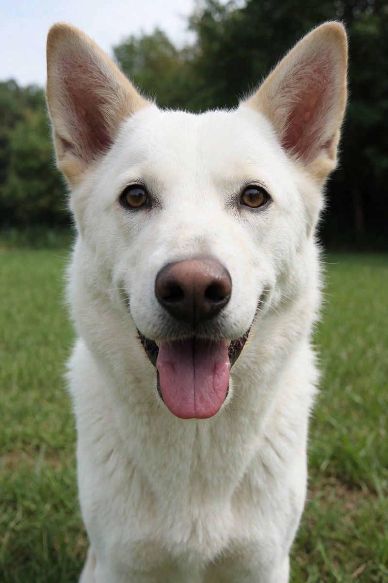 outdoor,  front view,  white dog on Tensor.Art