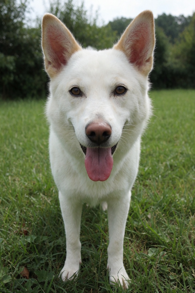 outdoor,  front view,  white dog on Tensor.Art