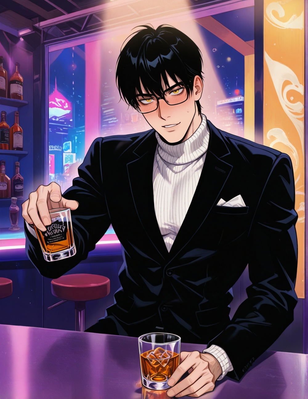 1boy,  black hair,  yellow eyes on Tensor.Art