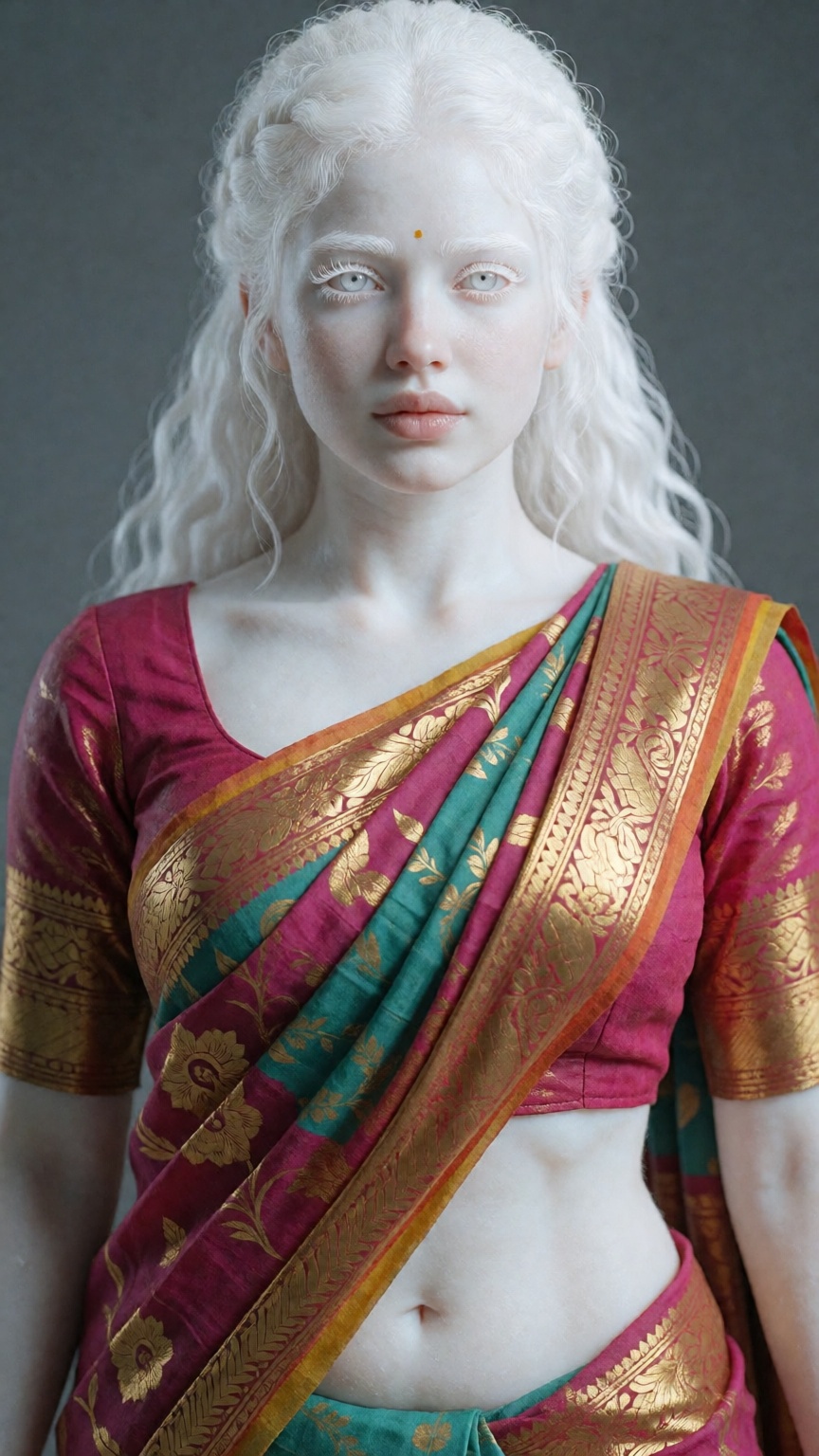 Create an extreme realistic depiction of an albino woman,  face expressions is seductive,  beautiful eyes on Tensor.Art