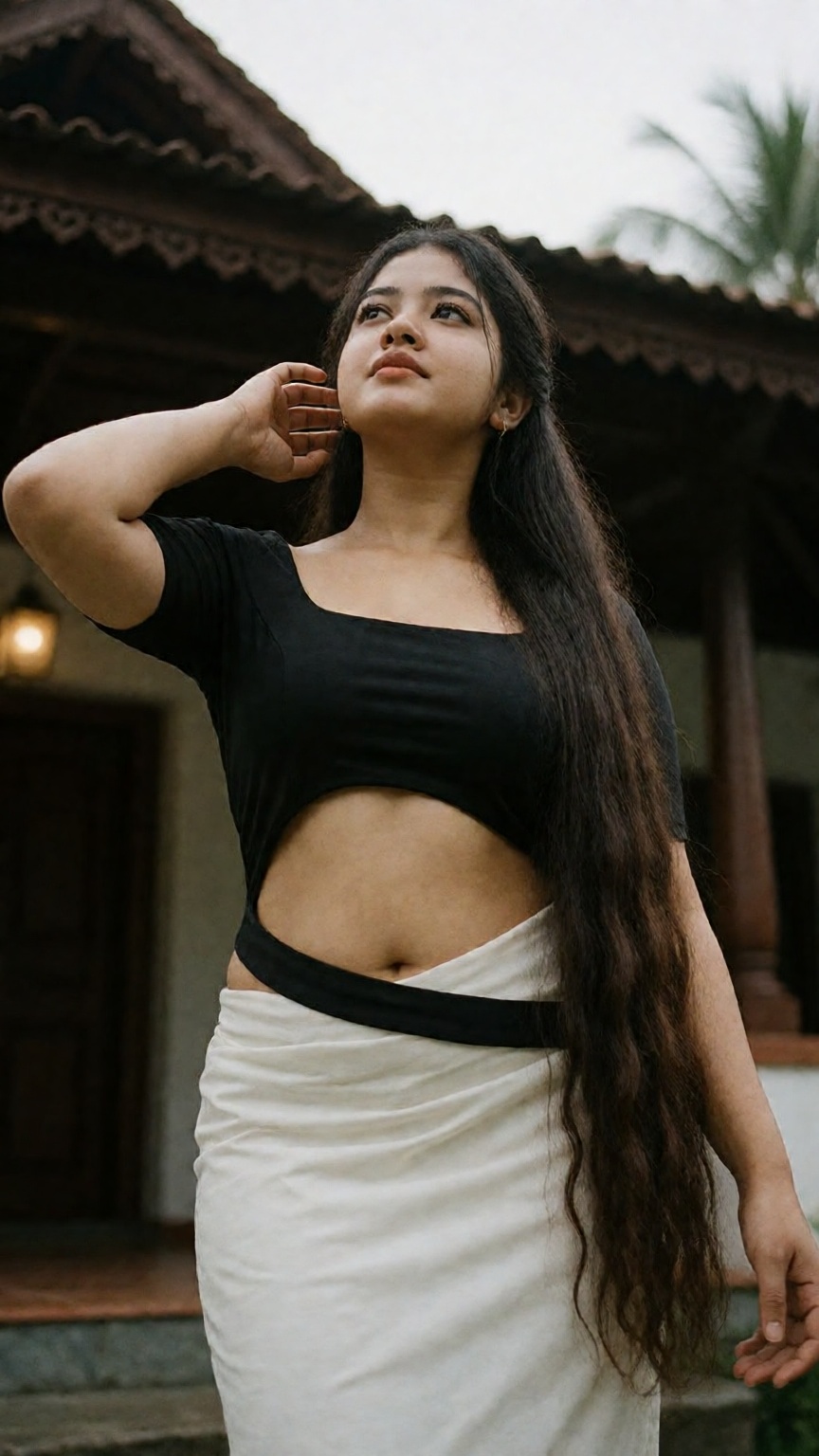 Low angle A mallu woman,  hourglass figure,  perfect body structure on Tensor.Art